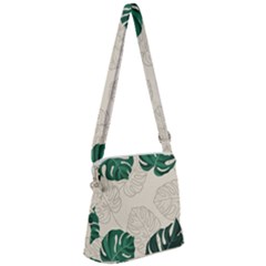 Leaves Monstera Background Zipper Messenger Bag by Grandong