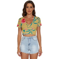 Flowers Petals Leaves Plants V-neck Crop Top by Grandong