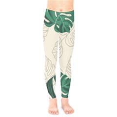 Leaves Monstera Background Kids  Leggings by Grandong