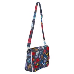 Sea Animals Pattern Wallpaper Fish Shoulder Bag With Back Zipper by Grandong