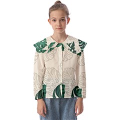 Leaves Monstera Background Kids  Peter Pan Collar Blouse by Grandong