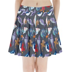 Sea Animals Pattern Wallpaper Fish Pleated Mini Skirt by Grandong