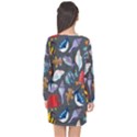 Sea Animals Pattern Wallpaper Fish Long Sleeve Chiffon Shift Dress  View2