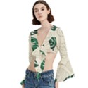 Leaves Monstera Background Trumpet Sleeve Cropped Top View2