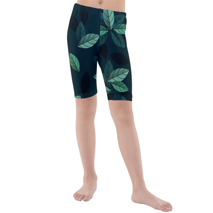 Leaves Foliage Plants Pattern Kids  Mid Length Swim Shorts