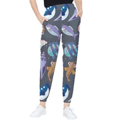 Sea Animals Pattern Wallpaper Fish Women s Tapered Pants by Grandong