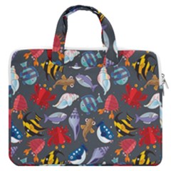 Sea Animals Pattern Wallpaper Fish Macbook Pro 16  Double Pocket Laptop Bag  by Grandong