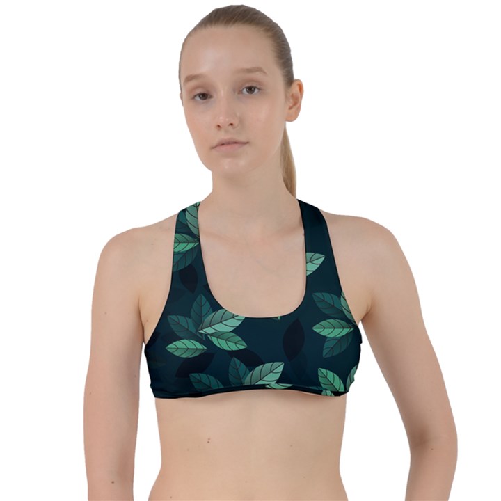 Leaves Foliage Plants Pattern Criss Cross Racerback Sports Bra