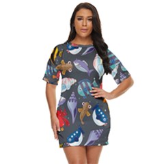 Sea Animals Pattern Wallpaper Fish Just Threw It On Dress by Grandong