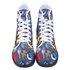 Sea Animals Pattern Wallpaper Fish Kid s High-top Canvas Sneakers by Grandong