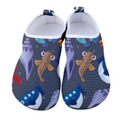 Sea Animals Pattern Wallpaper Fish Men s Sock-style Water Shoes by Grandong