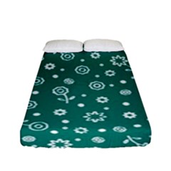 Flowers Floral Background Green Fitted Sheet (full/ Double Size)