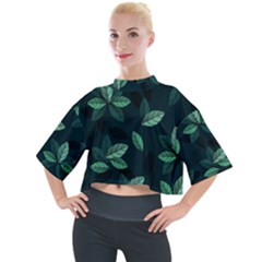 Leaves Foliage Plants Pattern Mock Neck T-shirt by Grandong