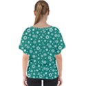 Flowers Floral Background Green V-Neck Dolman Drape Top View2