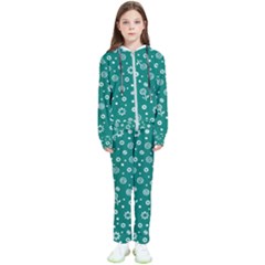 Flowers Floral Background Green Kids  Tracksuit