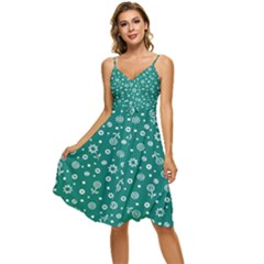 Flowers Floral Background Green Sleeveless Tie Front Chiffon Dress by Grandong