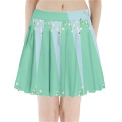 Flowers Branch Corolla Wreath Lease Pleated Mini Skirt by Grandong