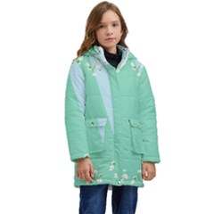 Flowers Branch Corolla Wreath Lease Kids  Hooded Longline Puffer Jacket by Grandong