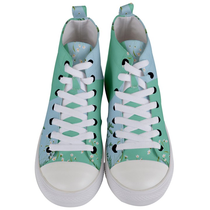 Flowers Branch Corolla Wreath Lease Women s Mid-Top Canvas Sneakers