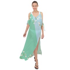 Flowers Branch Corolla Wreath Lease Maxi Chiffon Cover Up Dress by Grandong