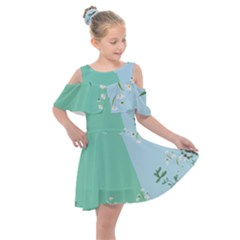 Flowers Branch Corolla Wreath Lease Kids  Shoulder Cutout Chiffon Dress by Grandong