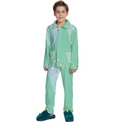 Flowers Branch Corolla Wreath Lease Kids  Long Sleeve Velvet Pajamas Set by Grandong