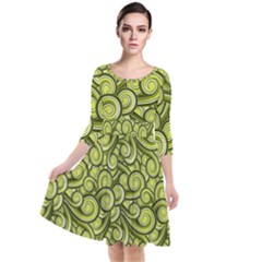 Flower Design Paradigm Start Quarter Sleeve Waist Band Dress by Grandong