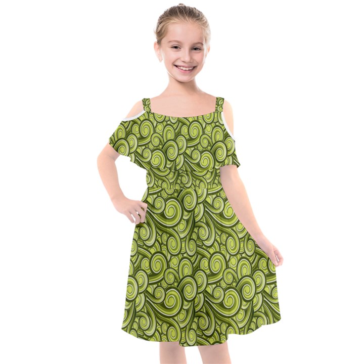 Flower Design Paradigm Start Kids  Cut Out Shoulders Chiffon Dress