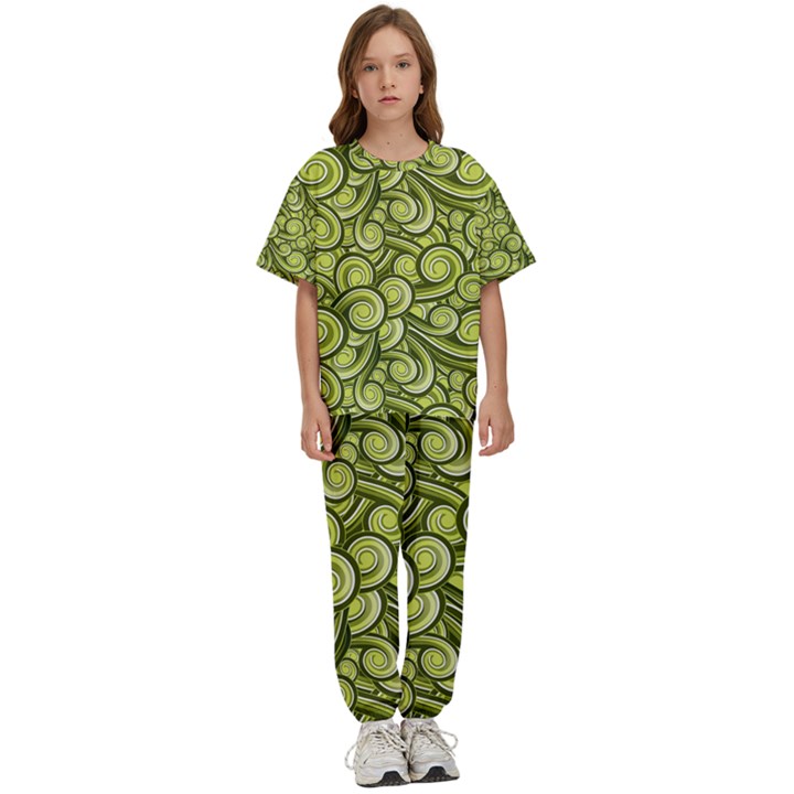 Flower Design Paradigm Start Kids  T-Shirt and Pants Sports Set