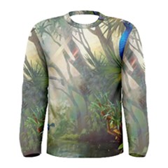 Peafowl Peacock Bird Birds Painting Art Wildlife Men s Long Sleeve T-shirt by Sarkoni