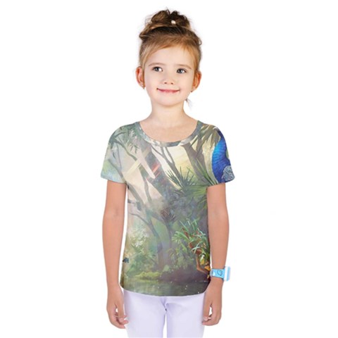 Peafowl Peacock Bird Birds Painting Art Wildlife Kids  One Piece T-shirt by Sarkoni