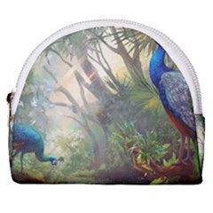 Peafowl Peacock Bird Birds Painting Art Wildlife Horseshoe Style Canvas Pouch by Sarkoni