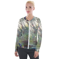 Peafowl Peacock Bird Birds Painting Art Wildlife Velvet Zip Up Jacket by Sarkoni