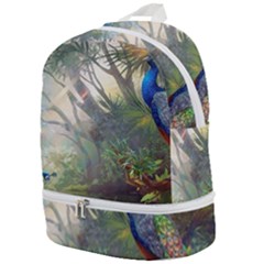 Peafowl Peacock Bird Birds Painting Art Wildlife Zip Bottom Backpack by Sarkoni