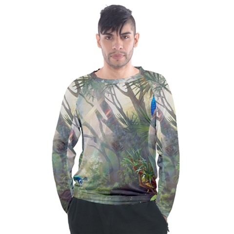 Peafowl Peacock Bird Birds Painting Art Wildlife Men s Long Sleeve Raglan T-shirt by Sarkoni