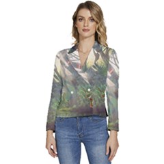 Peafowl Peacock Bird Birds Painting Art Wildlife Women s Long Sleeve Revers Collar Cropped Jacket by Sarkoni