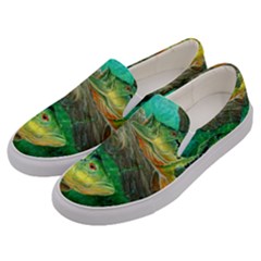 Peacock Bass Fishing Men s Canvas Slip Ons by Sarkoni