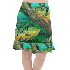 Peacock Bass Fishing Fishtail Chiffon Skirt by Sarkoni