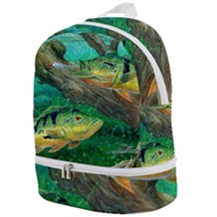 Peacock Bass Fishing Zip Bottom Backpack by Sarkoni