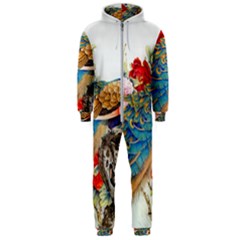 Birds Peacock Artistic Colorful Flower Painting Hooded Jumpsuit (men)