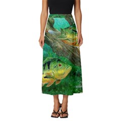 Peacock Bass Fishing Classic Midi Chiffon Skirt by Sarkoni