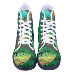 Peacock Bass Fishing Kid s High-top Canvas Sneakers by Sarkoni