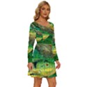 Peacock Bass Fishing Long Sleeve Wide Neck Velvet Dress View3