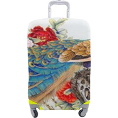 Birds Peacock Artistic Colorful Flower Painting Luggage Cover (large) by Sarkoni