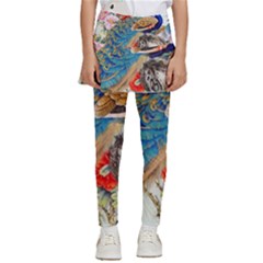 Birds Peacock Artistic Colorful Flower Painting Kids  Skirted Pants