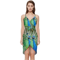 Peafowl Peacock Wrap Frill Dress