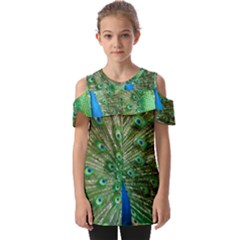 Peafowl Peacock Fold Over Open Sleeve Top by Sarkoni