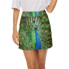 Peafowl Peacock Mini Front Wrap Skirt by Sarkoni