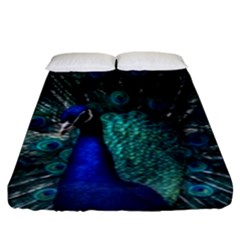 Blue And Green Peacock Fitted Sheet (king Size) by Sarkoni