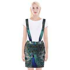 Blue And Green Peacock Braces Suspender Skirt by Sarkoni